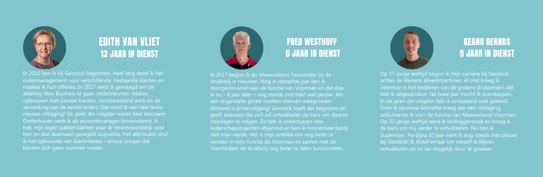 testimonials over werken en ontwikkeling bij Geostick