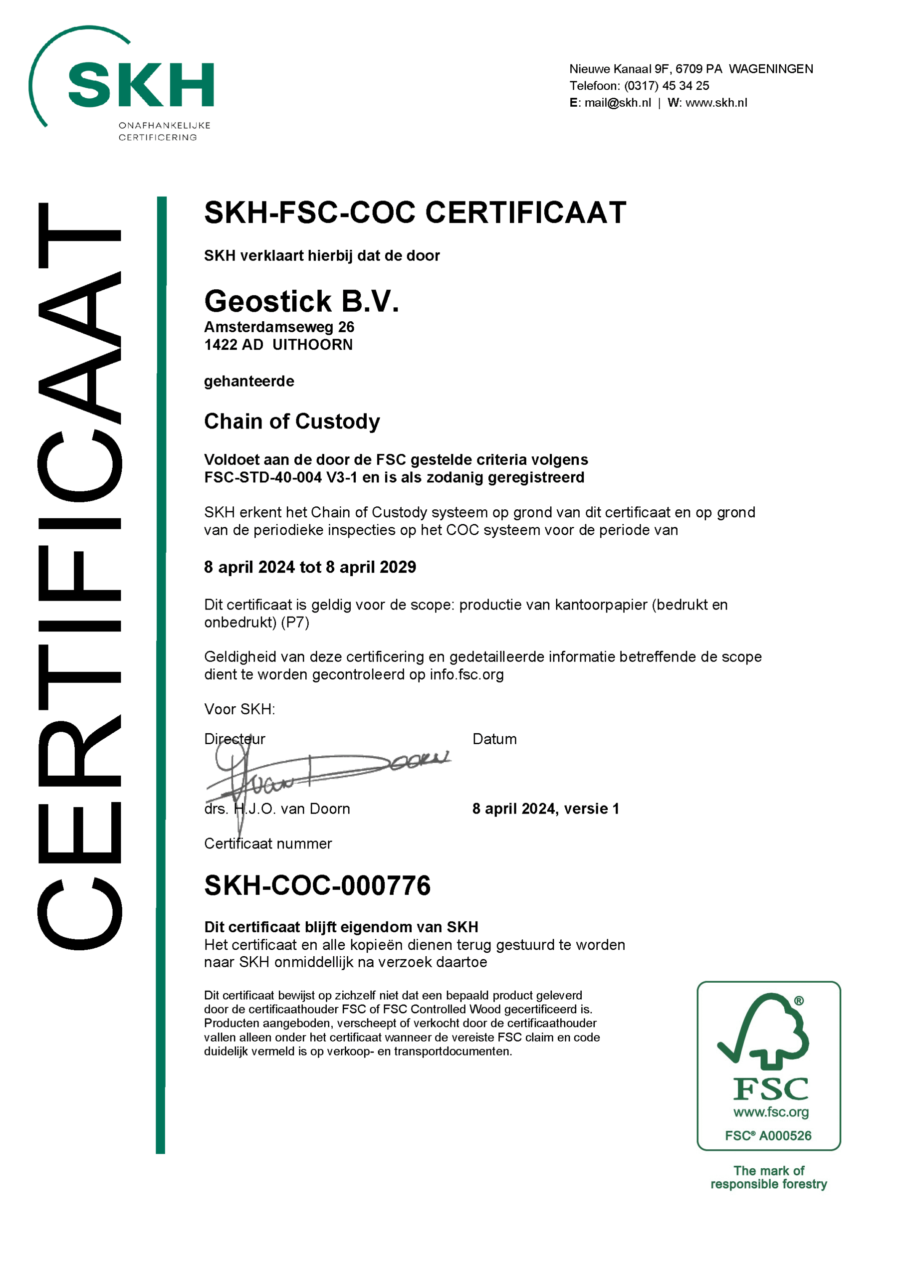 Certificaat FSC